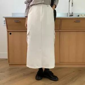 [하프클럽/]여자 슬릿 백밴딩 주머니 건빵 롱스커트