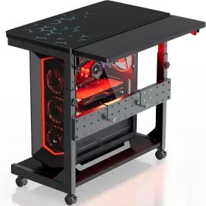 높이 조절 가능한 컴퓨터 타워 스탠드 롤링 휠 및 마우스 패드가 있는 책상 게임 케이스 카트 아래 2단 PC