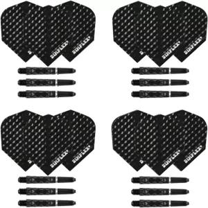 해로우 다트 4개 세트의 딤플렉스 스템과 비행 12 샤프트 총합 중간 및 짧은 검은색