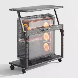 타이프니 24인치 대형 PC 스탠드 바퀴와 후크가 달린 5단계 높이 조절식 컴퓨터 타워 바닥 카펫 및 책상