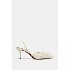 자라 ZARA 메쉬 비즈 힐 슈즈 - 화이트1242687