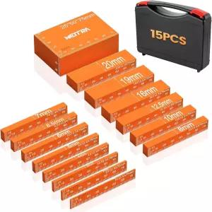 네이트라 미터법 설정 블록 테이블 톱 라우터 및 지그 보관 케이스 주황색용 15개의 PCS 알루미늄 높이