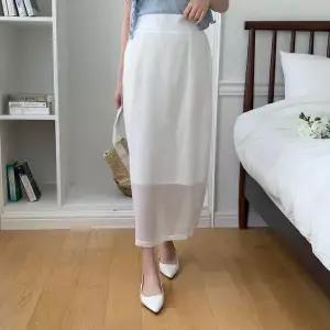 [하프클럽/]여자 뒷밴딩 시스루 레이어드 에이치 라인 롱스커트