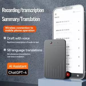 AI Powerd ChatGPT4 앱 전화 통화 미니 오디오 음성 녹음기 Espia Transcribe 요약 58 언어 번역기 딕 터폰