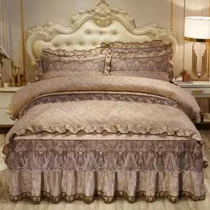 유럽식 벨벳 레이스 공주 퀼트 4종 침대보 침대 이불 커버