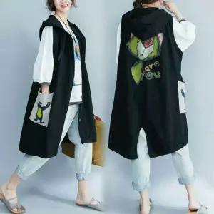 1113 패치 면후드 롱조끼