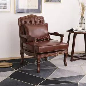 빈티지 엔틱 암체어 미국 유럽 1인 1인용 원목 린넨