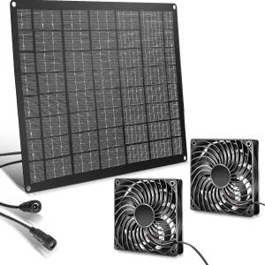 태양광 배기 팬 15W 발전 키트 미니 2개 닭장 개집 온실 반려동물 집 정원용 휴대용 환기