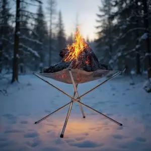 휴대용 야외 화로 접이식 강철 메쉬 또는 받침대 나무 난로 캠핑 용품 뒷마당 정원용