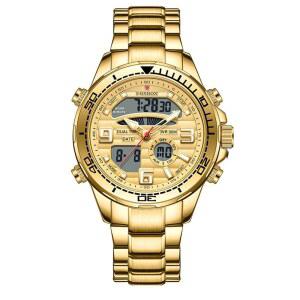 와이캠 남성 럭셔리 듀얼 디스플레이 발광 방수 아날로그 쿼츠 디지털 손목시계 커플 시계