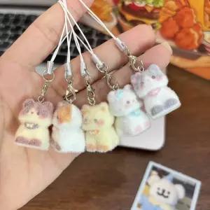 귀여운 동물 고양이 펜던트 키체인 가방 이어폰 자동차 장식 액세서리 폰 랜야드