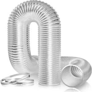 비보선 6인치 16피트 플렉스 에어 알루미늄 덕트 2개의 스테인리스 스틸 클램프로 HVAC 환기를 위한 유연한
