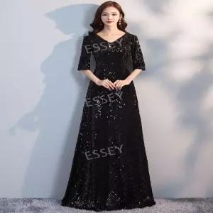 이브닝 블랙 웨딩 셀프 연주복 드레스