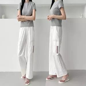 일자바지 와이드핏 쿨소재 허리밴딩 여름 카고팬츠 5 (HSJ-WFKBXJN)