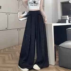 슬랙 A라인 와이드핏 여자 팬츠 롱 하이웨스트 뒷밴딩 (HSJ-WFKBXIO)