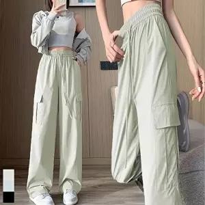 카고바지 일자 바스락 허리밴딩 여성팬츠 와이드핏 3 (HSJ-WFKBXIY)