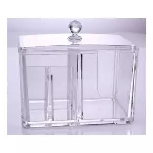 고퀄리티   투명 소품 화장대 깔끔리 정리함 용품 수납 보관함 화장솜 수납통 면봉 화장품 케이스