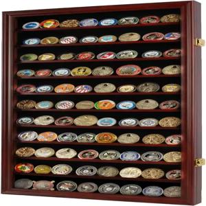 디스플레이기프트 밀리터리 챌린지 코인 케이스 포커 칩 홀더 벽 캐비닛 쇼케이스 랙 스탠드 마호가니 마감