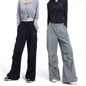 카고팬츠 와이드 여름바지 바스락 2 여자 허리 스트링 (HSJ-WFKBXHX)