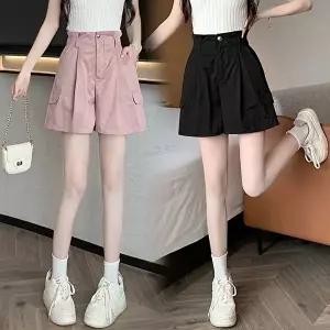 하이웨스트 밴딩 카고팬츠 여자 포켓 반바지 (HSJ-WFHFSOL)