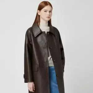 [CC콜렉트]페이크 레더 스탠카라 롱자켓_C254PSF513