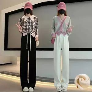 여성 겨울 기모안감 따뜻한 골덴바지 와이드핏 팬츠 (HSJ-WD73B2A)