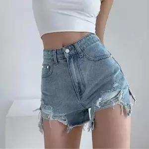 여름 핫팬츠 찢청 데님 숏팬츠 짧은 청반바지 여자 (HSJ-WFKBXHP)