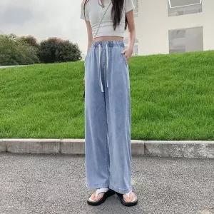 여성 와이드팬츠 밴딩 쿨 데님 팬츠 허리밴딩 BNC (HSJ-WCD048F)