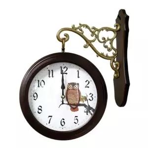 양면 회전 벽걸이 인테리어 시계 원목 진한밤색