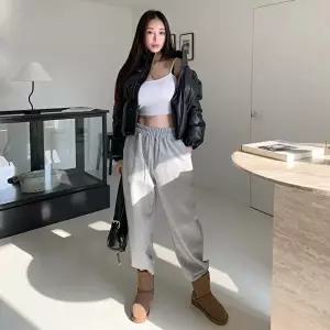 [옷자락]여자 심플 밴딩 기모 조거 팬츠