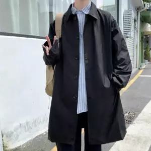 남자 롱 자켓 트렌치 코트 블랙 베이지 정장 코디