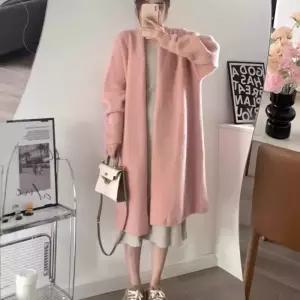 여성용 롱 니트 울 빈티지 가디건 루즈핏 러블리 보송보송 스트라이프 상의 추동 다올1