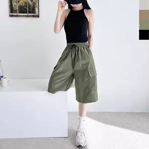 여자 여행 일상 오버핏 6부 카고반바지 (HSJ-WFK844W)