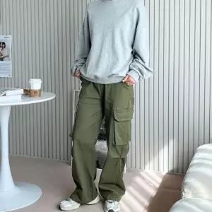 여자 편한 밴딩 카고바지 일자 팬츠 와이드핏 (HSJ-WFG5KDW)