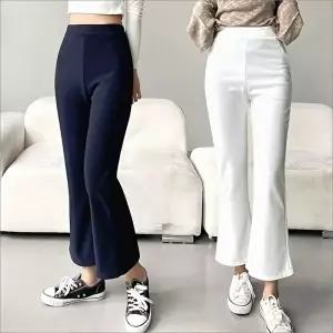 허리밴딩 여자 스판바지 나팔바지 부츠컷 슬랙스 3색 9부 (HSJ-WFKBXLU)