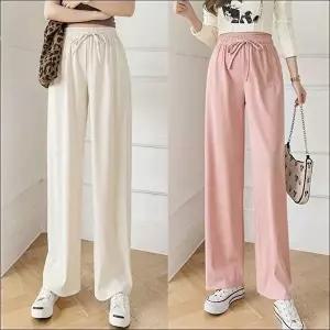 골지 후들후들 긴바지 롱팬츠 여자 여름 밴딩 일자핏 4색 (HSJ-WFKBXLX)