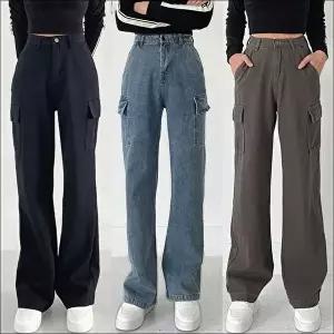 일자핏 3컬러 면바지 포켓팬츠 여성 카고 캐주얼 (HSJ-WFKBXM0)