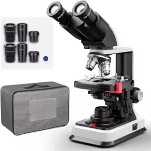 듀얼 전원 공급 장치 베이비오트 랩 컴파운드 쌍안경 현미경 40X-2500X 배율 2층 기계식 스테이지 20mm