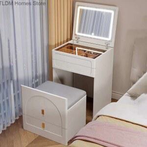 현대적인 미니멀리스트 화장대 테이블 보관 세련된 거울 가정용 의자 북유럽 메이크업 가구