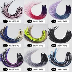 여성 레게 머리 스타일 패션 부분 가발 헤어 포인트 컬러 힙합 높은 포티 테일