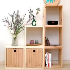 나무선생 삼나무 스프러스 원목 공간 수납 박스 1개 시디장