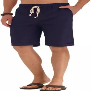 니타굿 남성 린넨 캐주얼 클래식 핏 숏 드로스트링 여름 비치 반바지