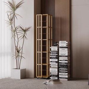 회전 책장 가정용 거실 비원목 다층 심플 선반 이동식 수납장