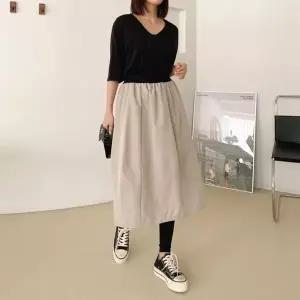 [옷자락]여자 밴딩 벌룬 절개 포인트 치마레깅스