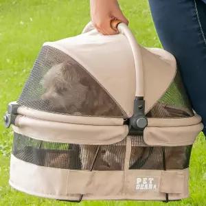 반려동물 기어 노집 뷰 360 울트라 라이트 안전 캐리어 및 소형견 고양이용 카시트 푸시 버튼 입력 15인치