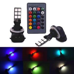 1797 881 LED RGB 안개등 전구 앰버 옐로우 화이트 멀티컬러 16색 변경 스위치 키트 자동차 트럭용 스트로브 램프 리모컨 오류 없는 플러그 앤 플레이 12V 5050SMD 교체