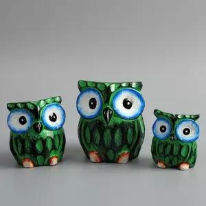 발리에서온 수박 목각 부엉이 장식소품 3P 부엉이소품 발리소품 선물 나무인형 장식인형