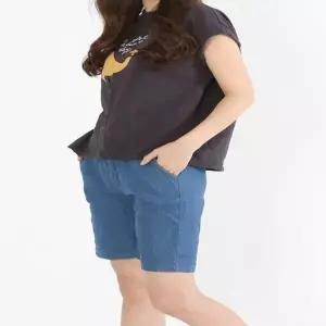 하프 5부 밴딩 진청 여자 편한 팬츠 데님 반바지 (HSJ-WFGC6KV)