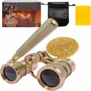 손잡이와 체인을 조절할 수 있는 3X25 오페라 글래스 극장용 쌍안경 작고 우아한 안경 음악 콘서트 영화용