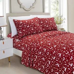 우아한 편안함 럭셔리 소프트 침대 시트 홀리데이 패턴 1500 프리미엄 호텔 품질 극세사 - 부드러움 주름